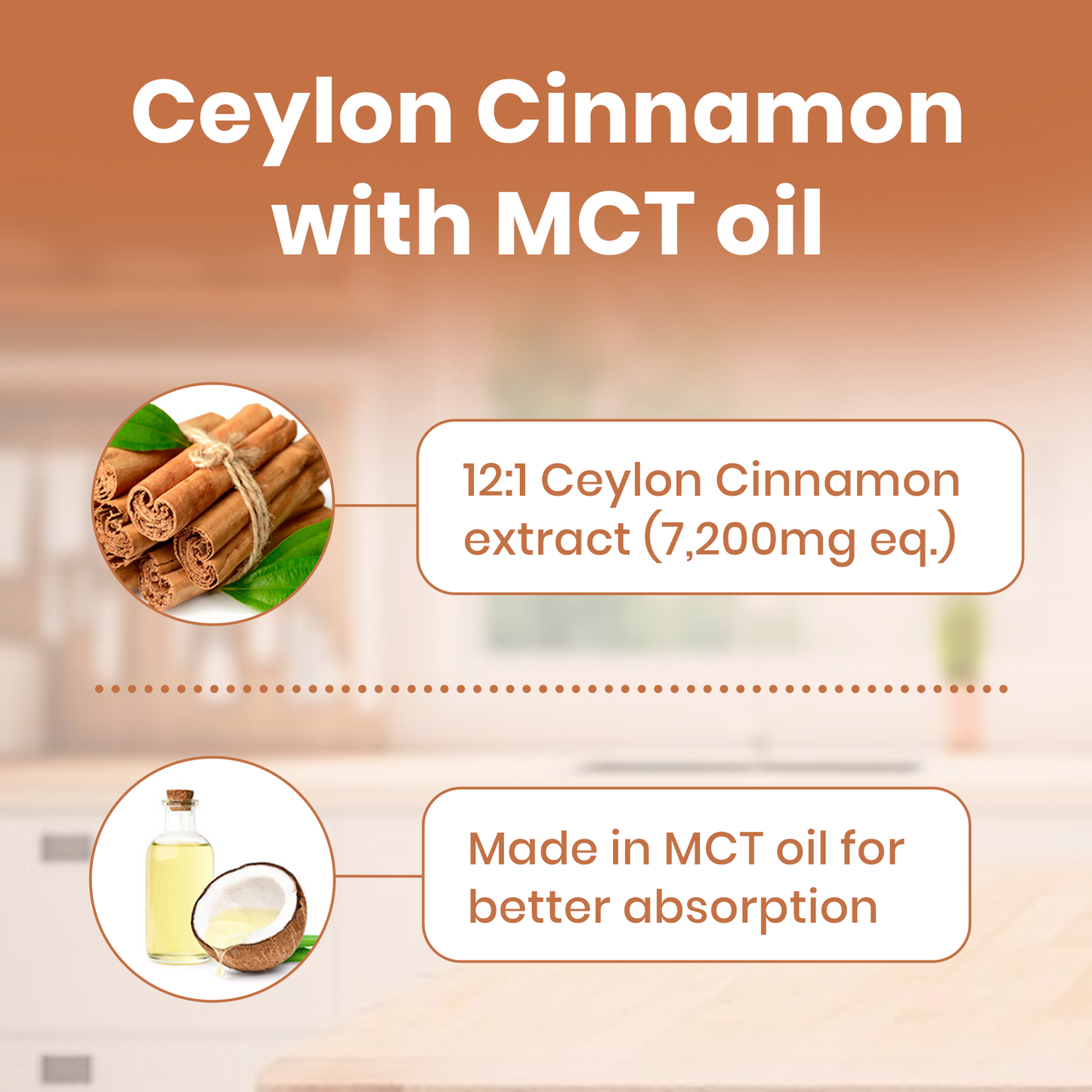 Ceylon Cinnamon 7200mg Equivalent with MCT Oil