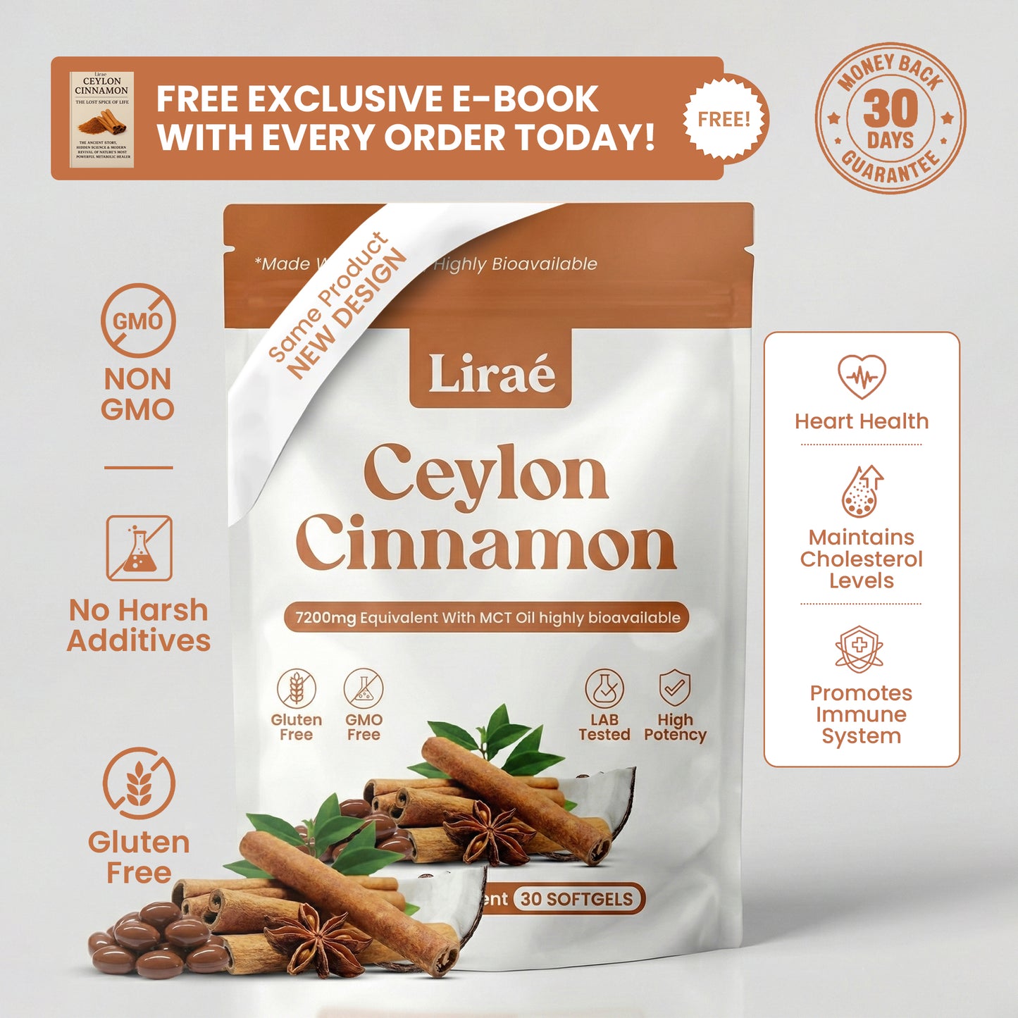 Ceylon Cinnamon 7200mg Equivalent with MCT Oil