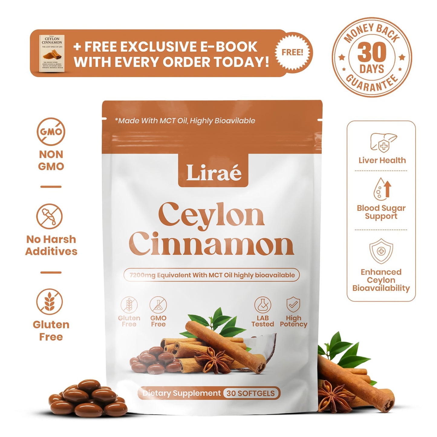 Ceylon Cinnamon 7200mg Equivalent with MCT Oil