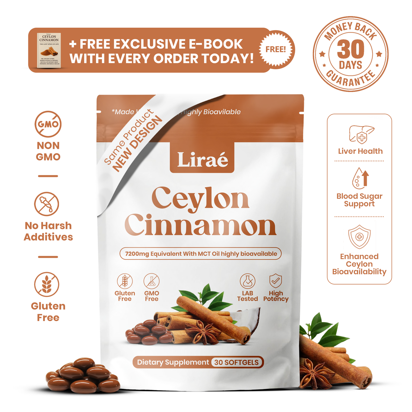 Ceylon Cinnamon 7200mg Equivalent with MCT Oil